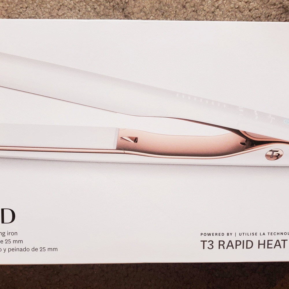 T3 Rapid Heat Hair Straightening Iron - White and Rose Gold